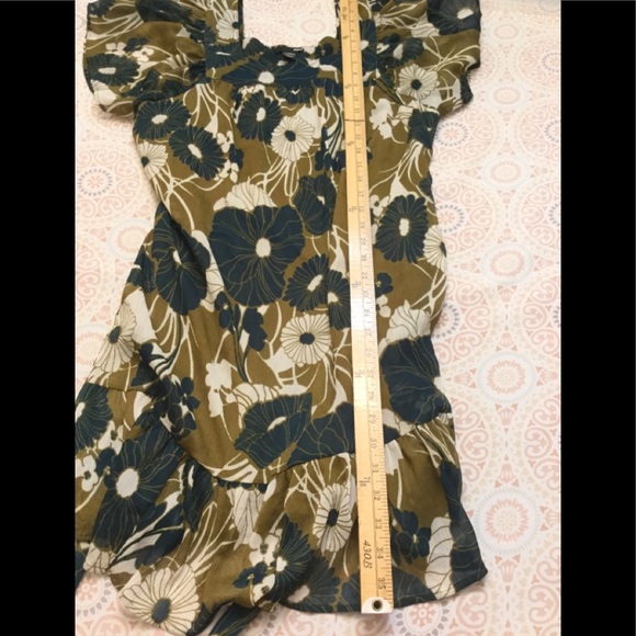 H&M Dresses Hm Sheer Floral Ruffled Tie Shift Dress Green 8 Poshmark